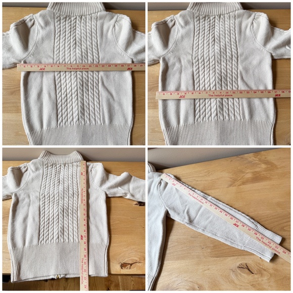 CK BRADLEY SWEATER 2 WAY FULL ZIP CABLE KNIT WOOL NYLON CHUNKY NEUTRAL BEIGE M - Picture 10 of 11